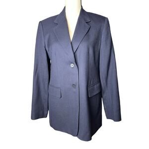 Talbots Women's Blazer Jacket in Blue Wool Two Button Close Two Pockets Size 10